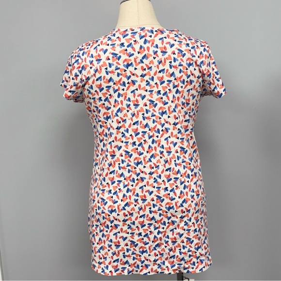 Lands End Tunic Top Short Sleeve Size L 14/16 Soft Jersey Knit Heart Valentines - Picture 2 of 7
